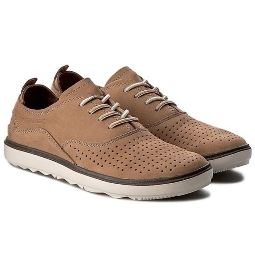 Merrell "Around Town Lace Air" Lace-Up Comfort Cork Shoes Tan | Women’s Size 7 - Picture 1 of 13